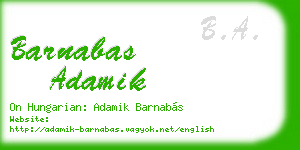 barnabas adamik business card